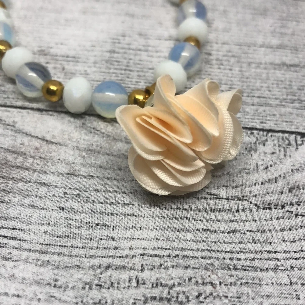 Bundle lot 3 opalite beaded charm bracelets statement boho festival layering